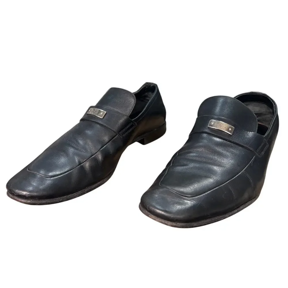 Vintage Gucci Men’s Florence Black Leather Slip On Loafers Size 8 D